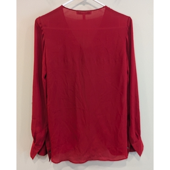 Derek Lam 10 Crosby Red 100% Silk Wrap Blouse Size 0 - Picture 3 of 7